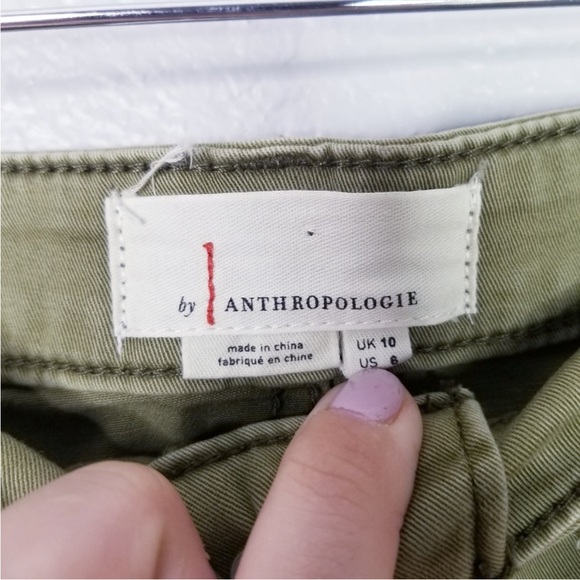 Anthropologie Olive Green Khaki Button-Front Midi Skirt - Picture 3 of 5